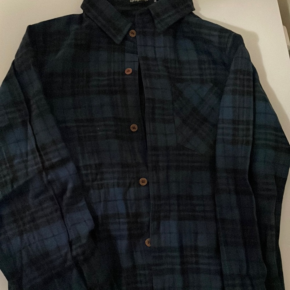 Boys dark blue & black button down